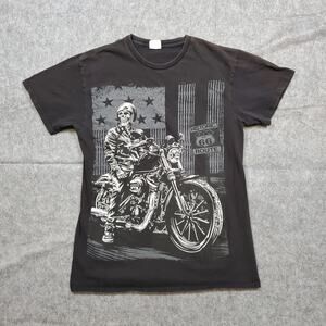 Vintage Historic Route 66 Shirt Mens S/M? Skeleton Motorcycle Delta Unisex